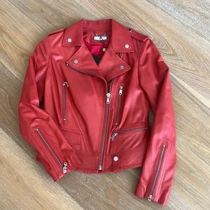 Desa Genuine Leather RED Moto jacket size Small